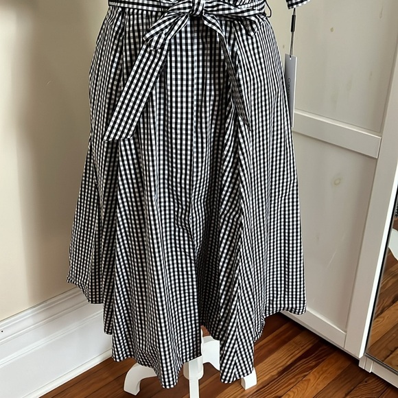 Calvin Klein Black and White Gingham Fit and Flare Dress with Fabric Belt - 12 - Picture 5 of 15